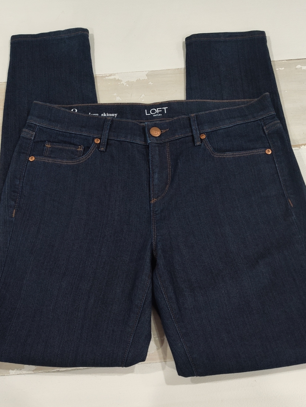 LOFT Modern Skinny Dark Indigo Jeans Size 8 - Picture 6 of 6